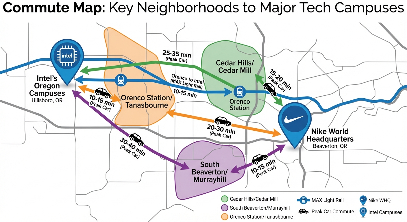 Commute Map: Key Neighborhoods to Major Tech Campuses