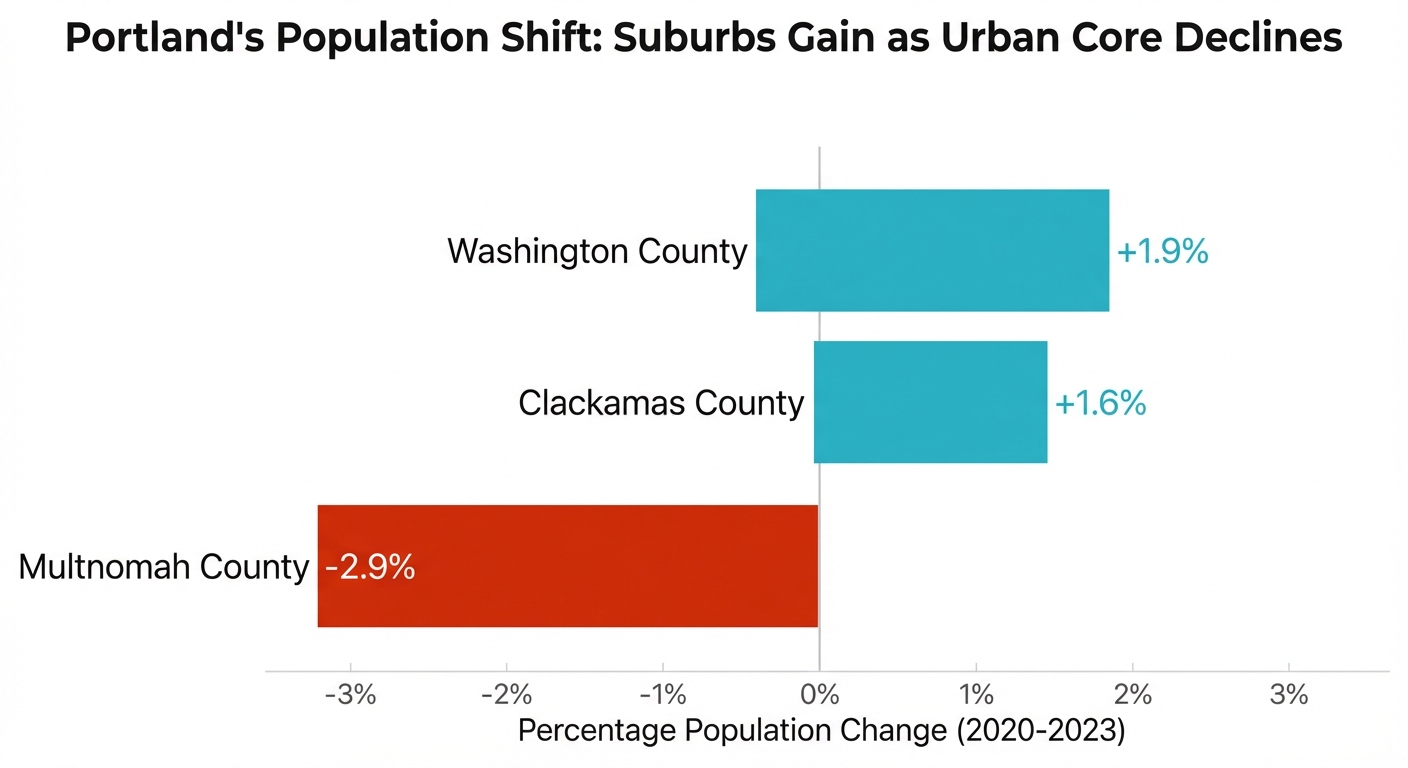Portland's Population Shift: Suburbs Gain as Urban Core Declines